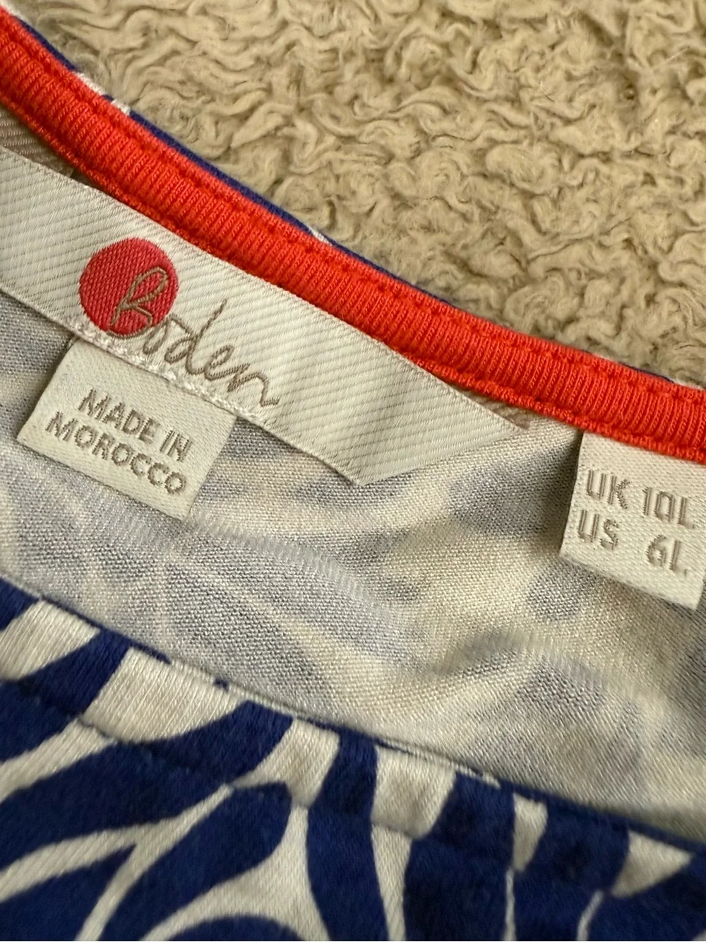 Boden Lucie Lapis Bird Ottomi Jersey Tunic Dress Blue White, Size 6L